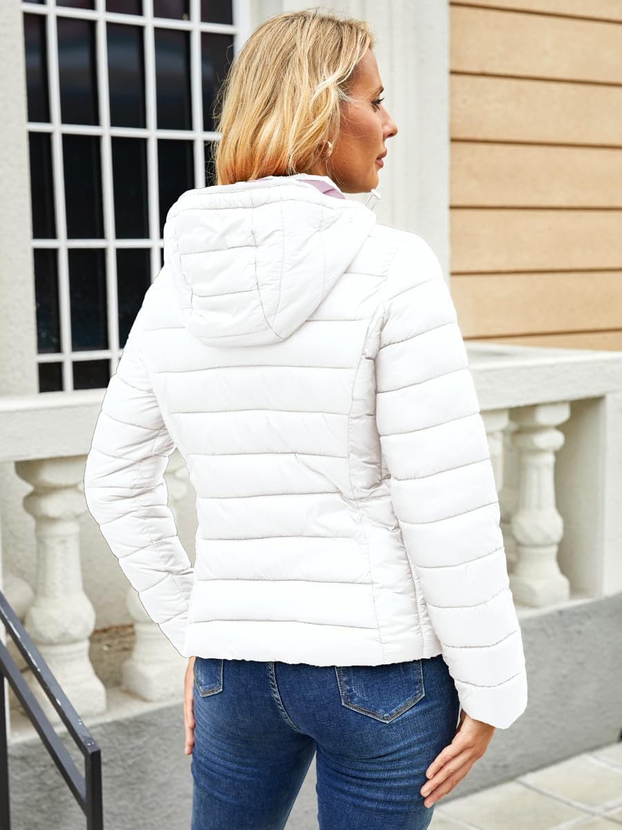 Lightweight Puffer Jacket Womens Winter Coats with Hood Packable Down Jacket Women Quilted Coat - Image 5