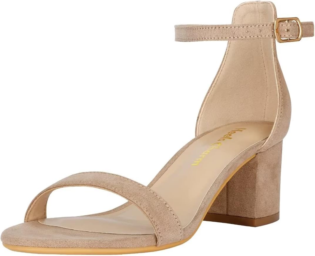 Women's Strappy Chunky Block Low Heeled Sandals 2 Inches Open Toe Ankle Strap High Heel Dress Sandals Daily Work Party Shoes