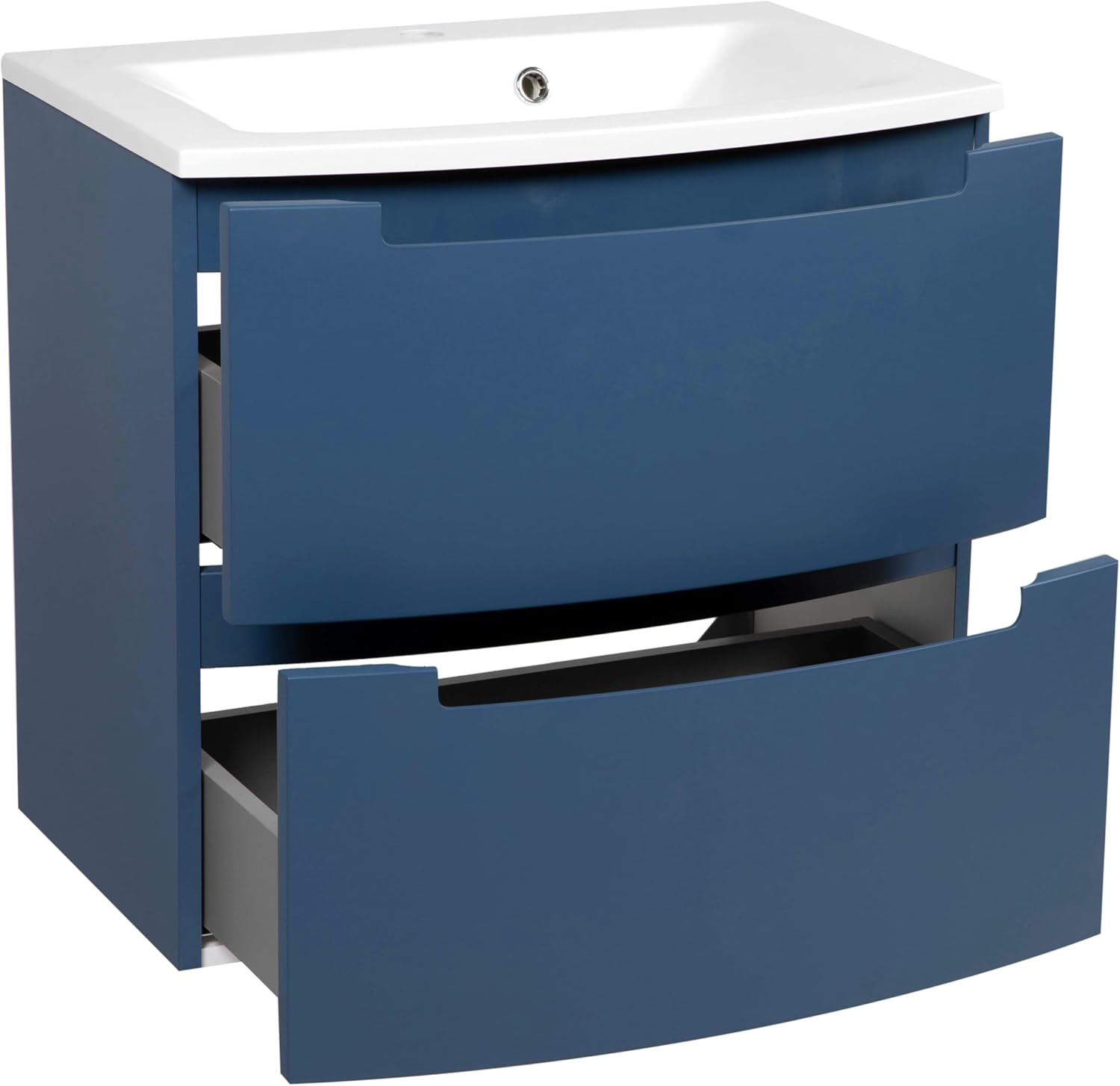 Modern Wall-Mount Bathroom Vanity with Washbasin | Deluxe Blue Matte Mirror | Non-Toxic Fire-Resistant MDF-24-Diamond Mirror 32"