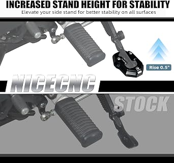 NICECNC Black Foot Kickstand Extender Pad Side Stand Extender Pad Compatible with Harley Sportster S RH1250S 2021-2024, Replacement for 50000199