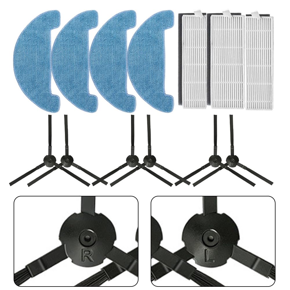 Kit D'accessoires De Rechange Pour Aspirateur Robot DOMOOVA DRV80 – 3 Filtres, 6 Brosses Latérales, 4 Serpillères