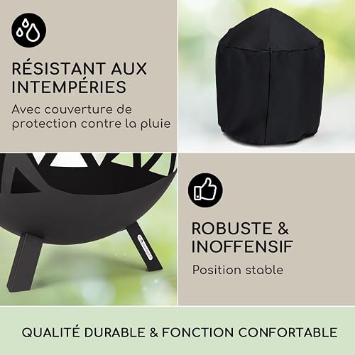 Blumfeldt Brasero Exterieur pour Le Jardin et Terrasse, Brasero Portable, Couverture Pluie, Bol en Acier, Rond avec Foyer Camping, Brûleur à Bois, Résistant aux Intempéries, Tisonnier Inclus - 3
