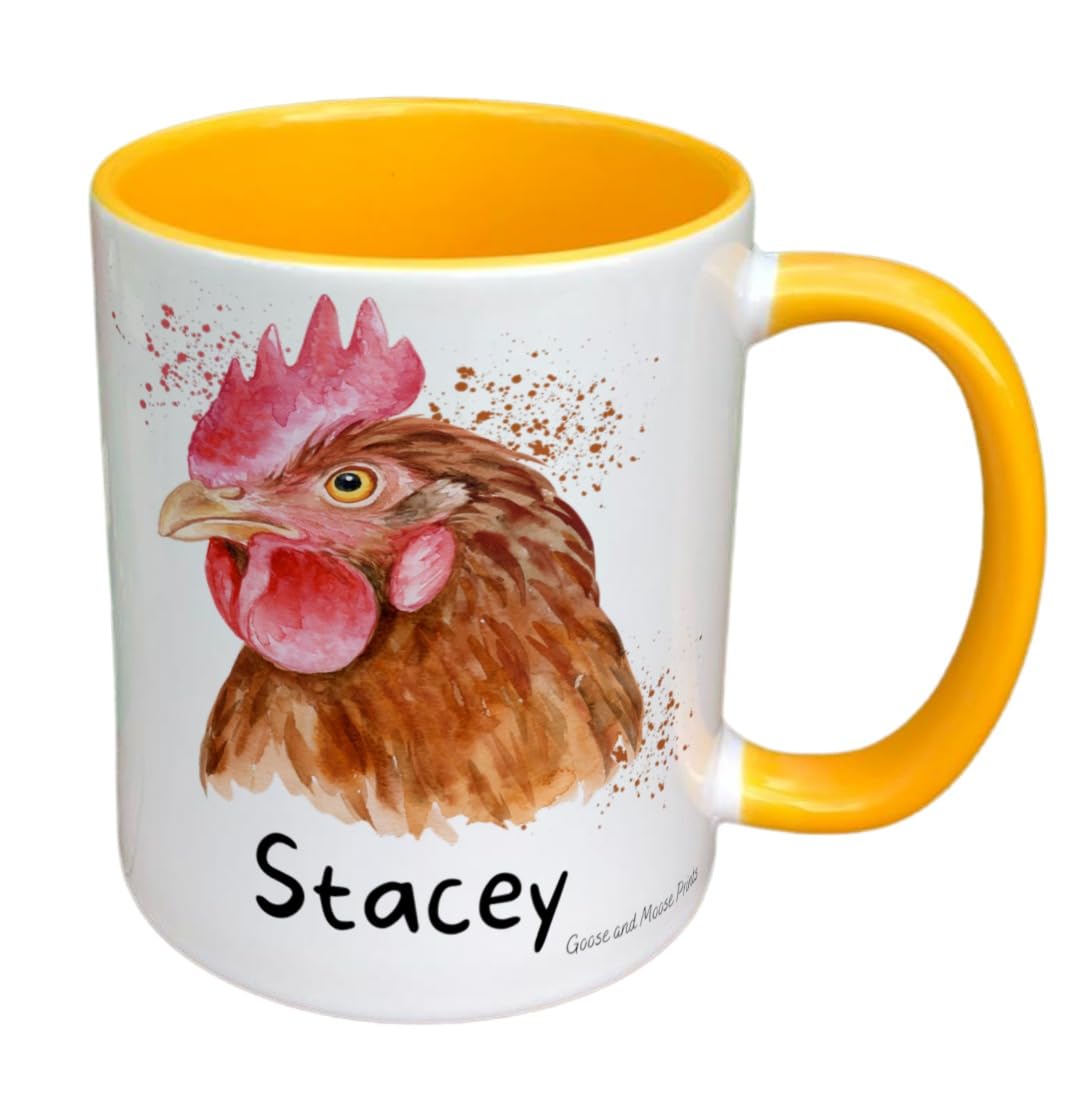 Personalised Hen Mug Gift - Present for Farm Animal Lovers - Gifts for Small Holders - Personalised Farmyard Mug - Country Style Mug (Navy)