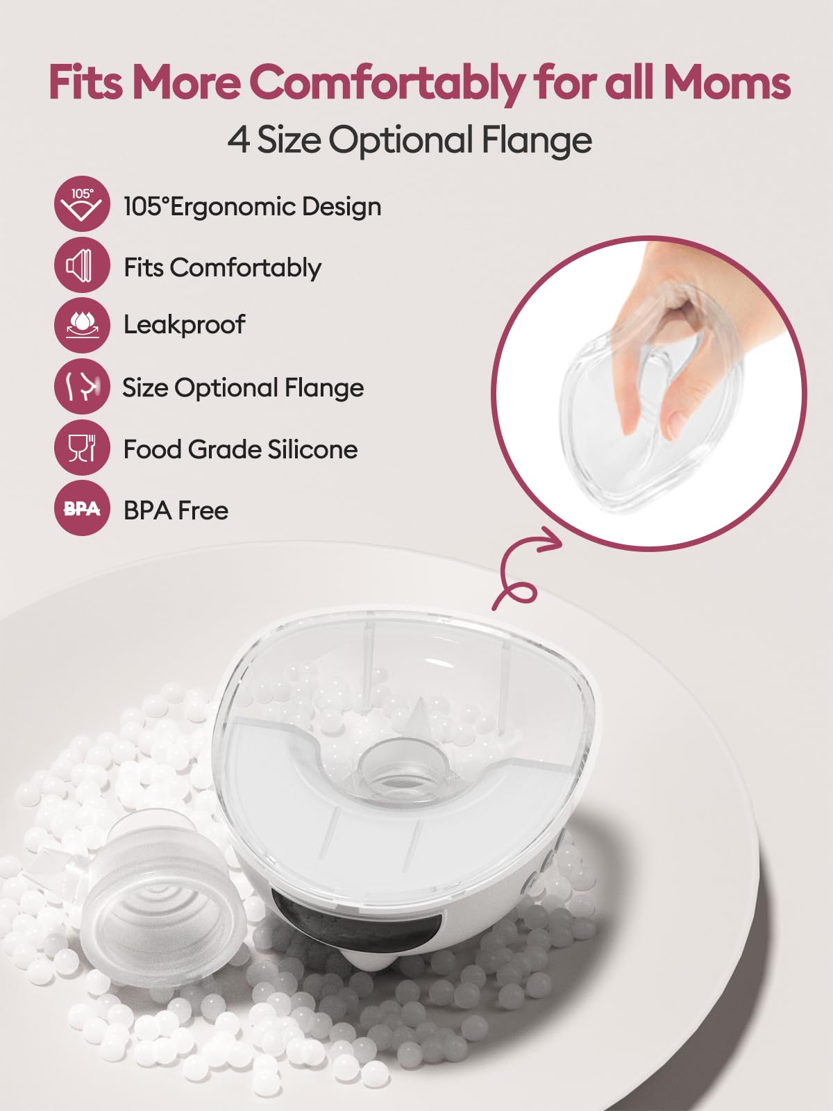 Lulia Breast Pump Hands Free, Wearable Breastfeeding Pump with 4 Mode and 9 Level, Strong Suction, Painless, Anti-Backflow, BPA Free, Portable Electric Breast Pumps with 17/19/21/24MM Flanges