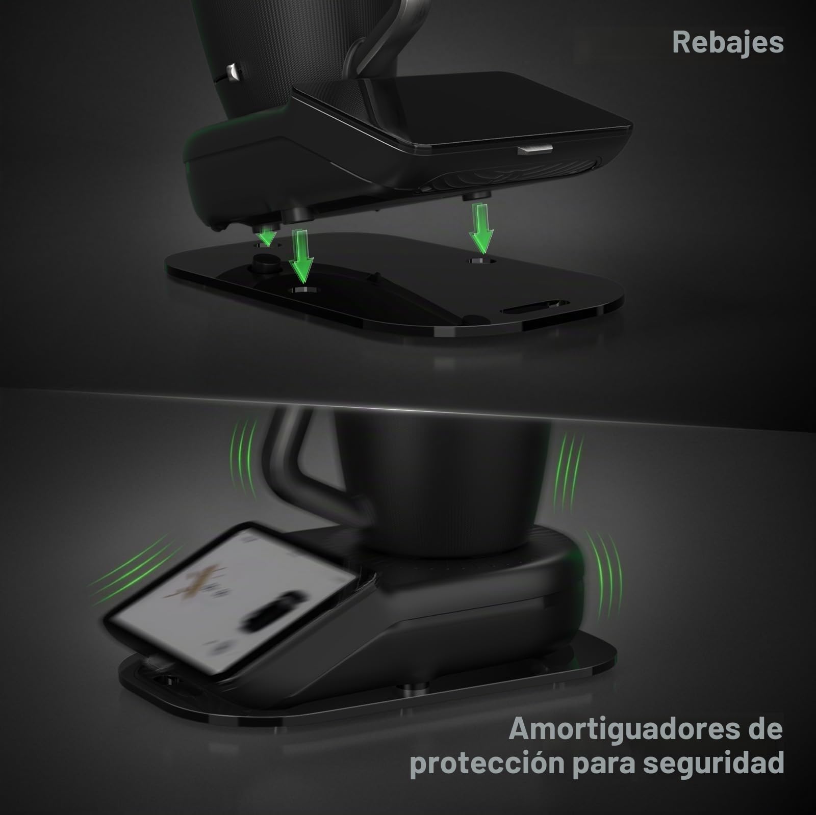 Tabla deslizante para Thermomix TM7, tabla para Thermomix negro | con deslizadores de teflón suave de 360°, tabla rodante de cristal acrílico sin BPA, accesorio para Bimby TM7