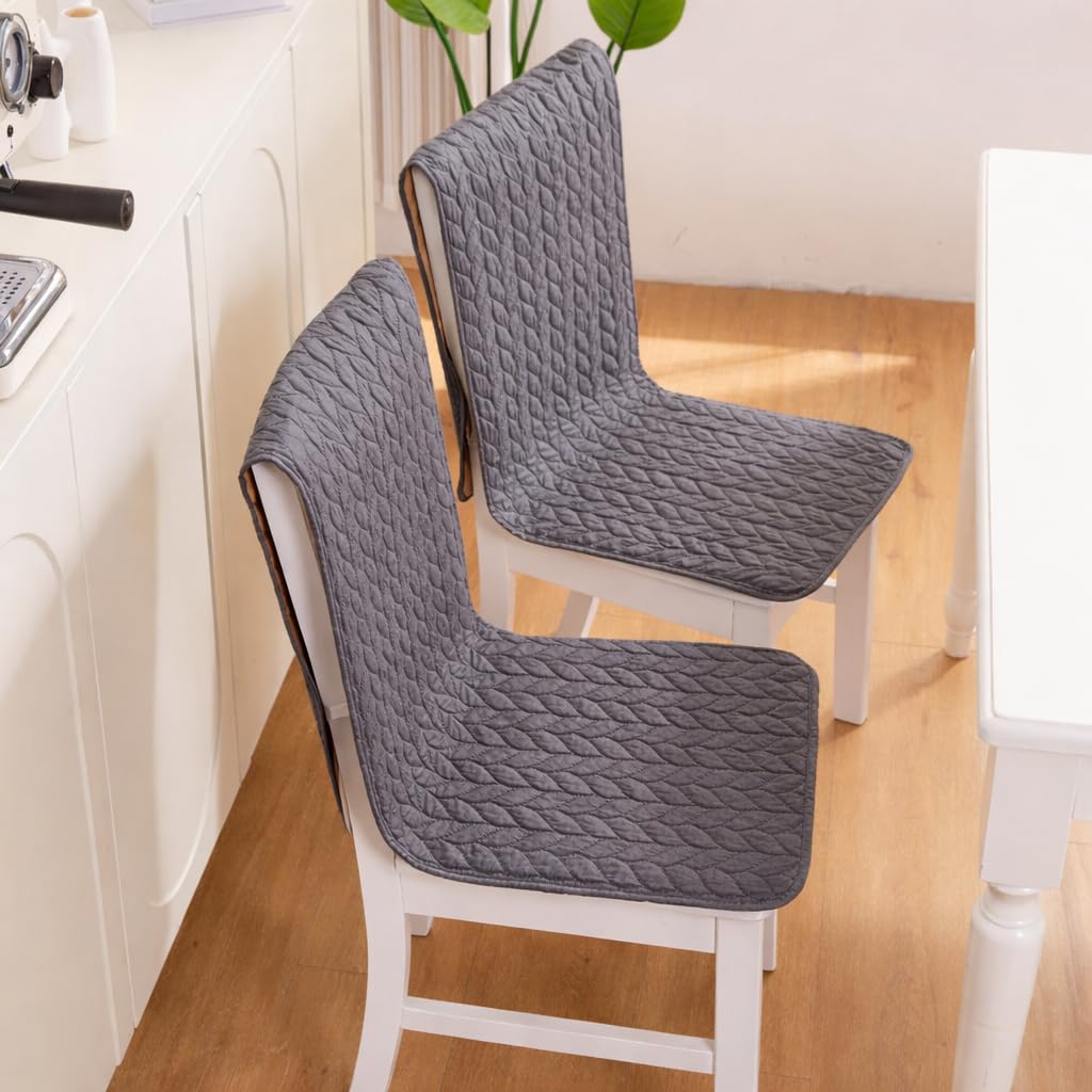 HOMETHREADS Non-Slip Chair Cover-Universal Fit for Kitchen & Dining Chairs-Cushioned Comfort – Stylish Machine Washable Seat Cover -145x45Cm (Grey, Pack of 2)-image-8