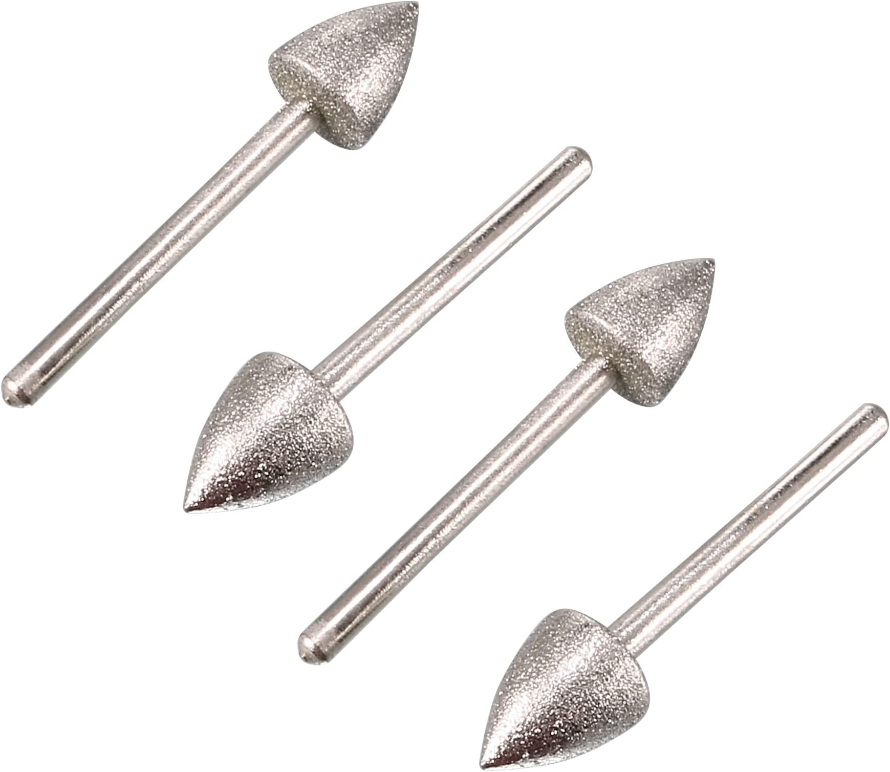 uxcell ダイヤモンドマウントポイント ダイヤモンドビット コーンヘッド3mm x 10mm ポイントバフビット 4個