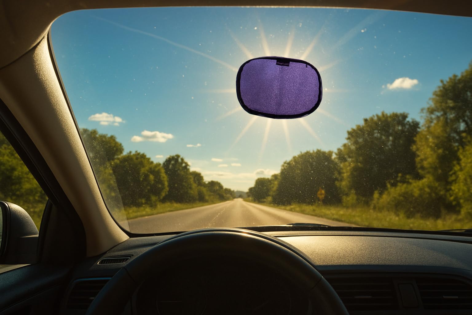 The Glare Patch - The Original Miniature Static Cling Window Shade. Pack of 2! Sun Shade for Your Side Window and Light Glare
