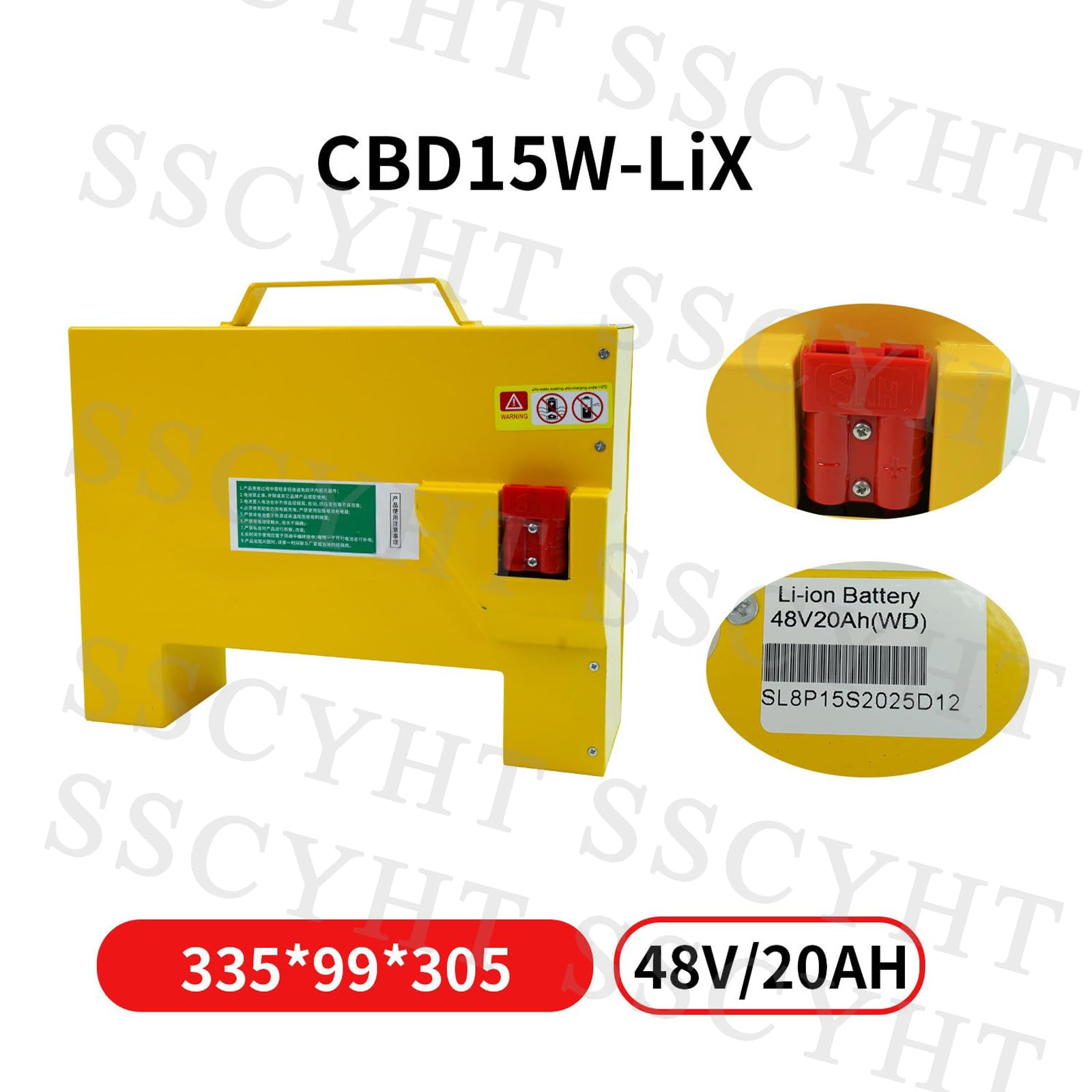 Batteria al Litio 48V 20Ah CBD15W-LiX per transpallet 15JW-I | Kit riserva per transpallet elettrico esente manutenzione, con impugnatura portatile, rimovibile e custodia in metallo
