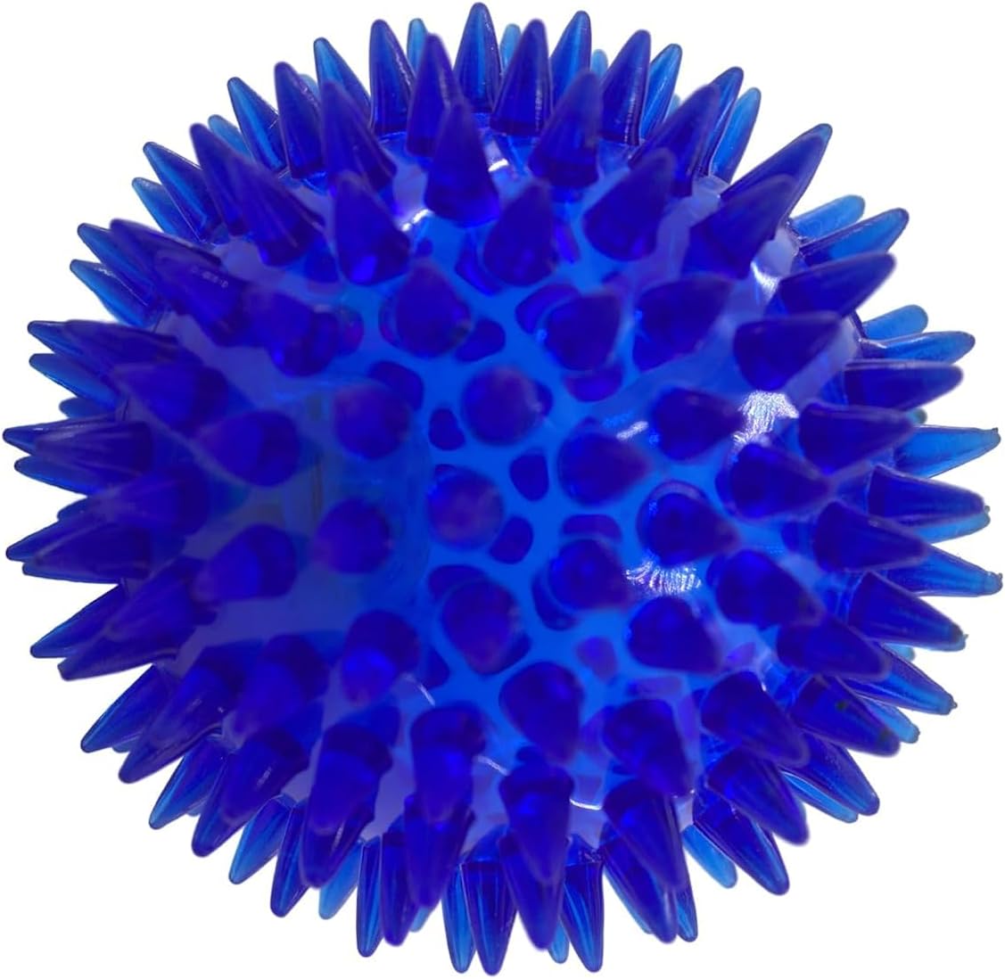 LED Spiky Ball for Kids with Light & Squeaker | Flashing Sensory Spike Massage Ball | Soft Rubber Light Up Bouncy Toy for Toddlers & Party Return Gifts