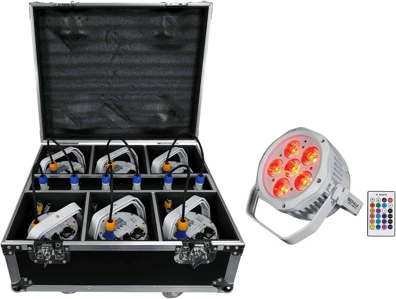 Rockville Best Pack H2O 6 Water Resistant Battery Par DJ Lights+Charge Case