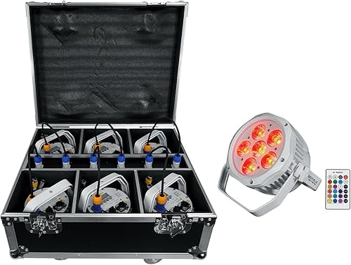 Rockville Best Pack H2O White (6) luces de lavado de batería de 108 W, resistente al agua, DMX inalámbrico, recargable, RGBWA+UV, mandos a
