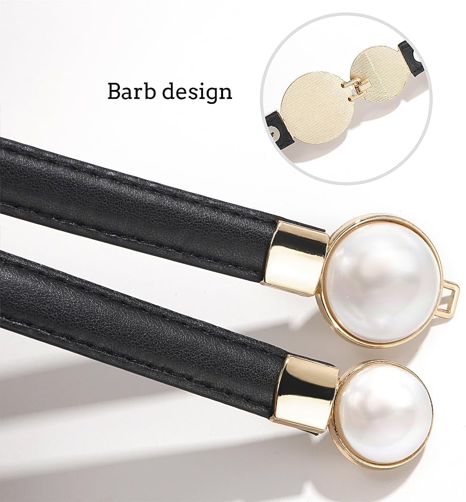 Skinny Belts for Women Thin PU Leather Pearl Buckle Belt for Dresses image 3