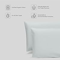 Vista 3 de Fabdreams - Juego de sábanas de algodón 100% orgánico, tejido de percal, 4 piezas, 300 hilos, certificado GOTS, transpirable, fresco, acabado