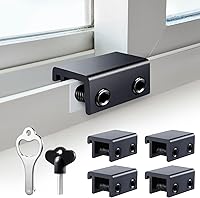 Vista 1 de Cerraduras de ventana corredizas (4 juegos), cerraduras de ventana de seguridad con llaves, topes de ventana correderas de aluminio ajustables