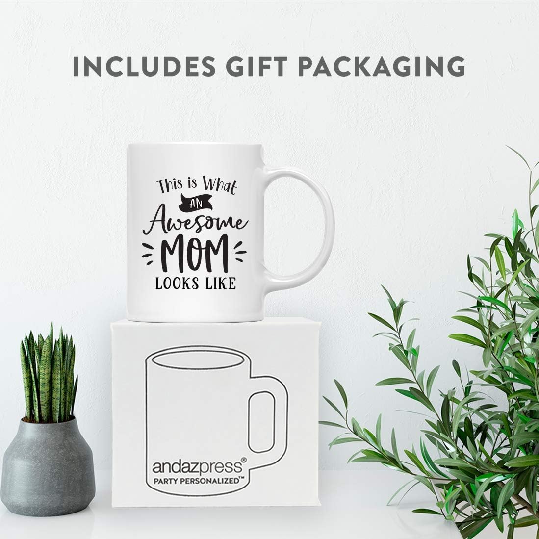 Andaz Press Mother's Day 11oz. Ceramic Coffee Tea Mug Gift for Mom, This is What An Awesome Mom Looks Like, 1-Pack, Birthday Christmas Gift Ideas