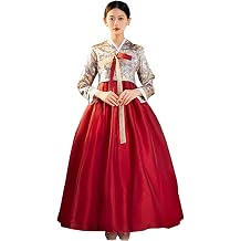 Womens Traditional Hanbok Dress Floral Tops Long Skirt Asian Size