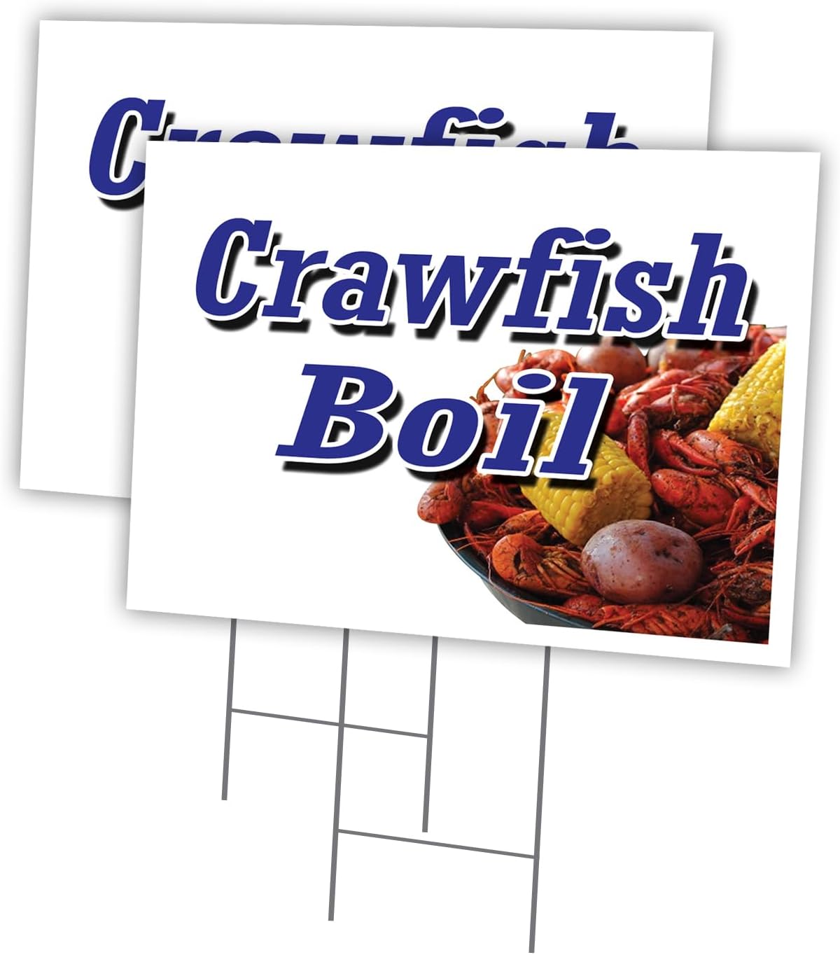 Crawfish Boil 2 Pack of 18" x 24" Yard Sign & Stake | Advertise Your Business | Stake Included Image On Front Only | Made in The USA