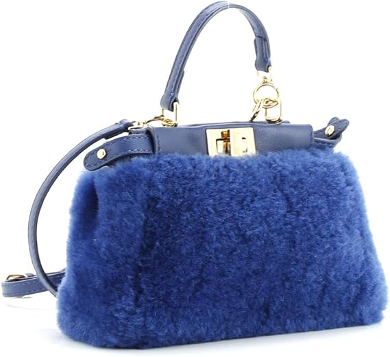 Pre-Loved Peekaboo Bag Fur Micro, Blue