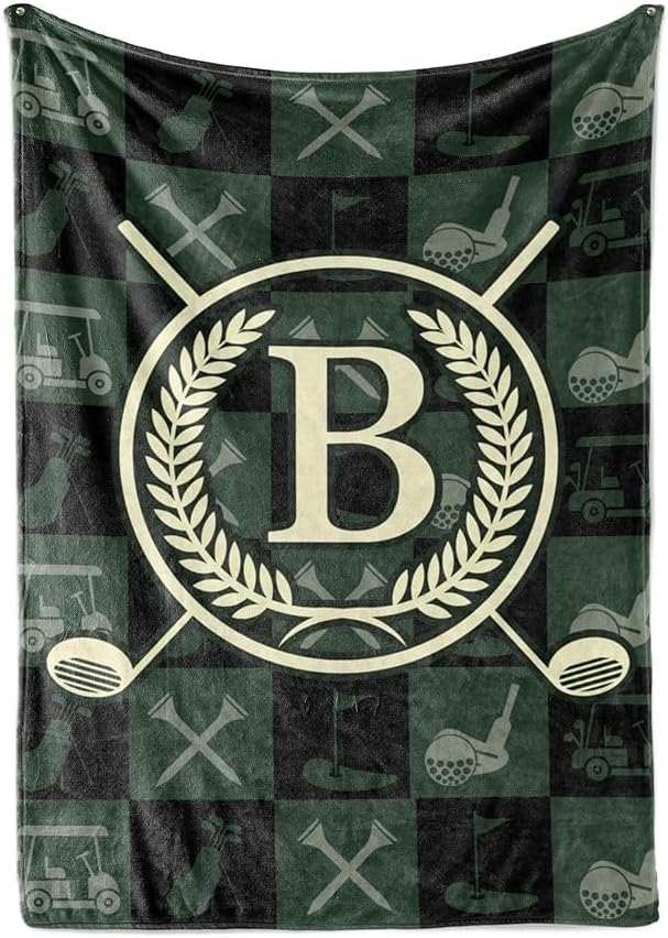 Golf Gifts for Men with Initials, Personalized Gift for Golfer, for Him on Birthday, Christmas, Father's Day - 60"x 80" Flannel Plush Throw P
