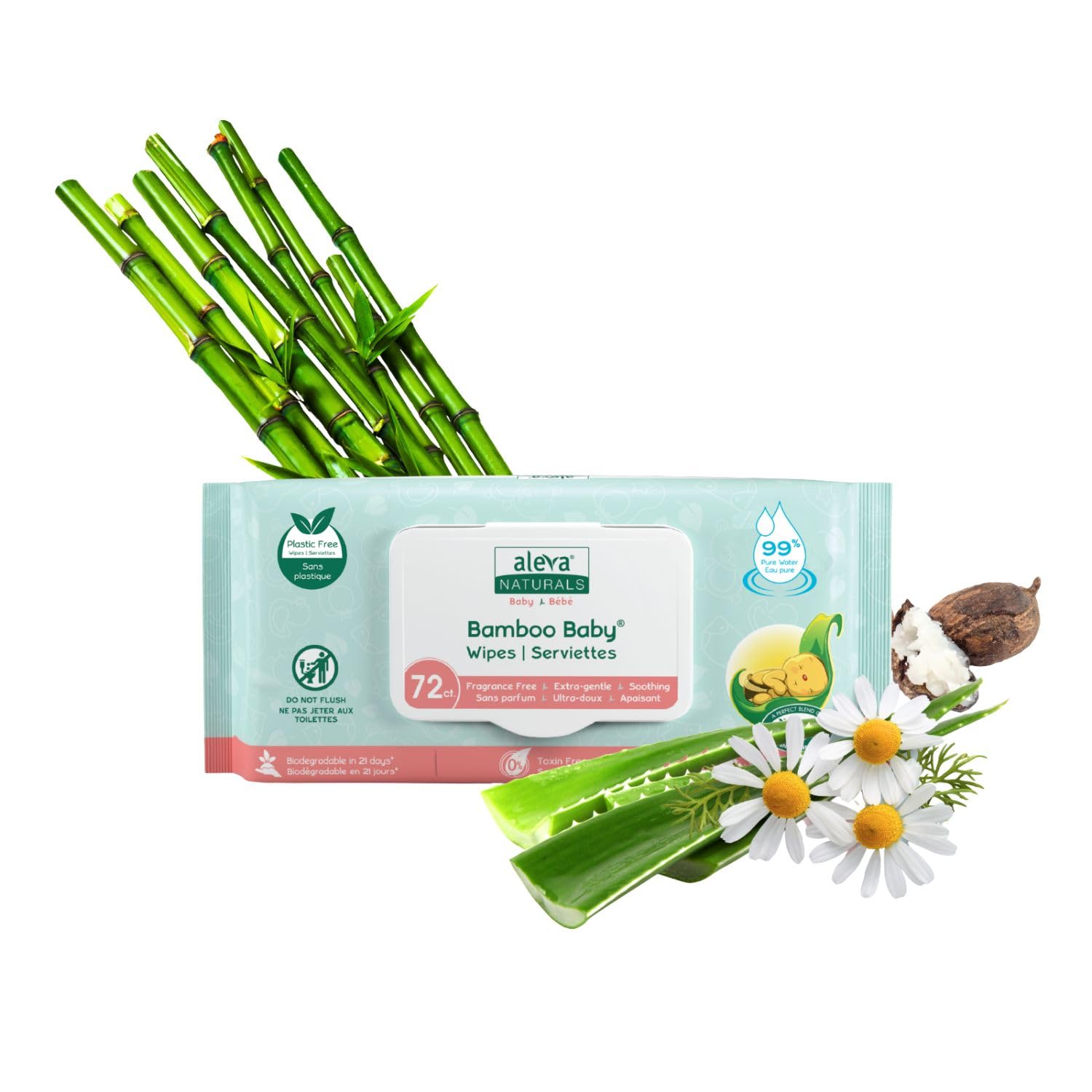 Aleva Naturals Bamboo Baby Wipes, Sensitive, 6 Count, 14.1 Ounce