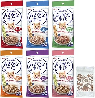 爱西亚 大鱼生活 6种(各种1包:60克×3袋) 熊猫本铺原创猫咪图案迷你保存拉链袋 套装