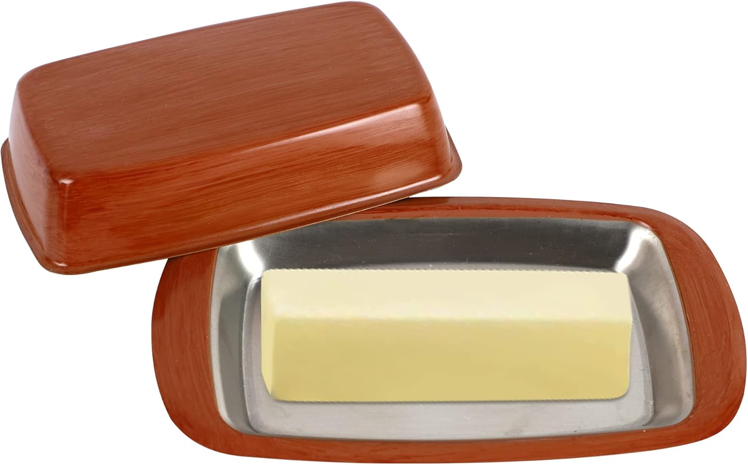 Antuoo Butter Dish with Lid for Countertop, Elegant Stainless Steel Butter Holder