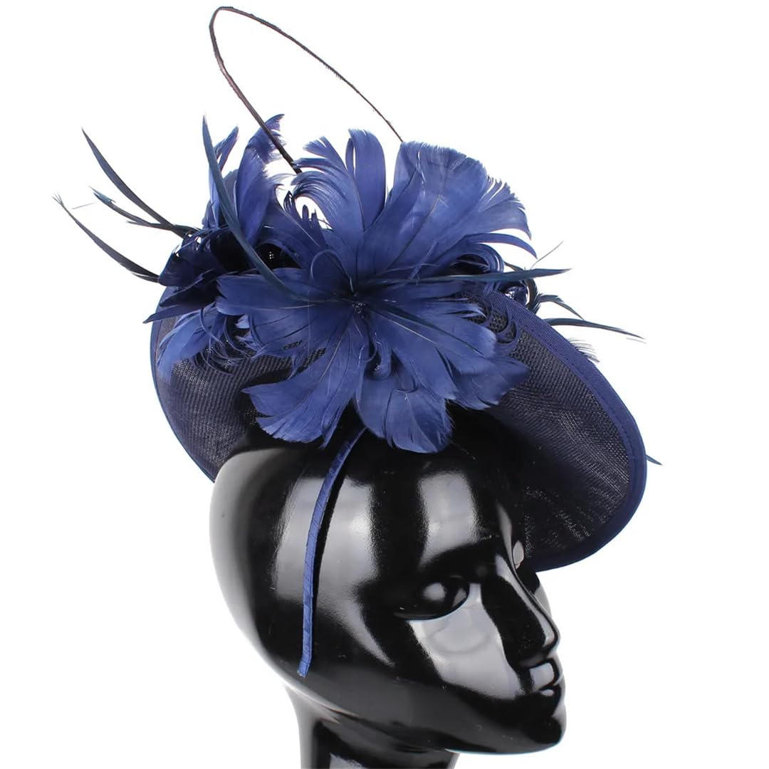 Cappello da donna in lino acrilico Fascinators modisteria cappello a tesa larga Fedora per festa di nozze chiesa