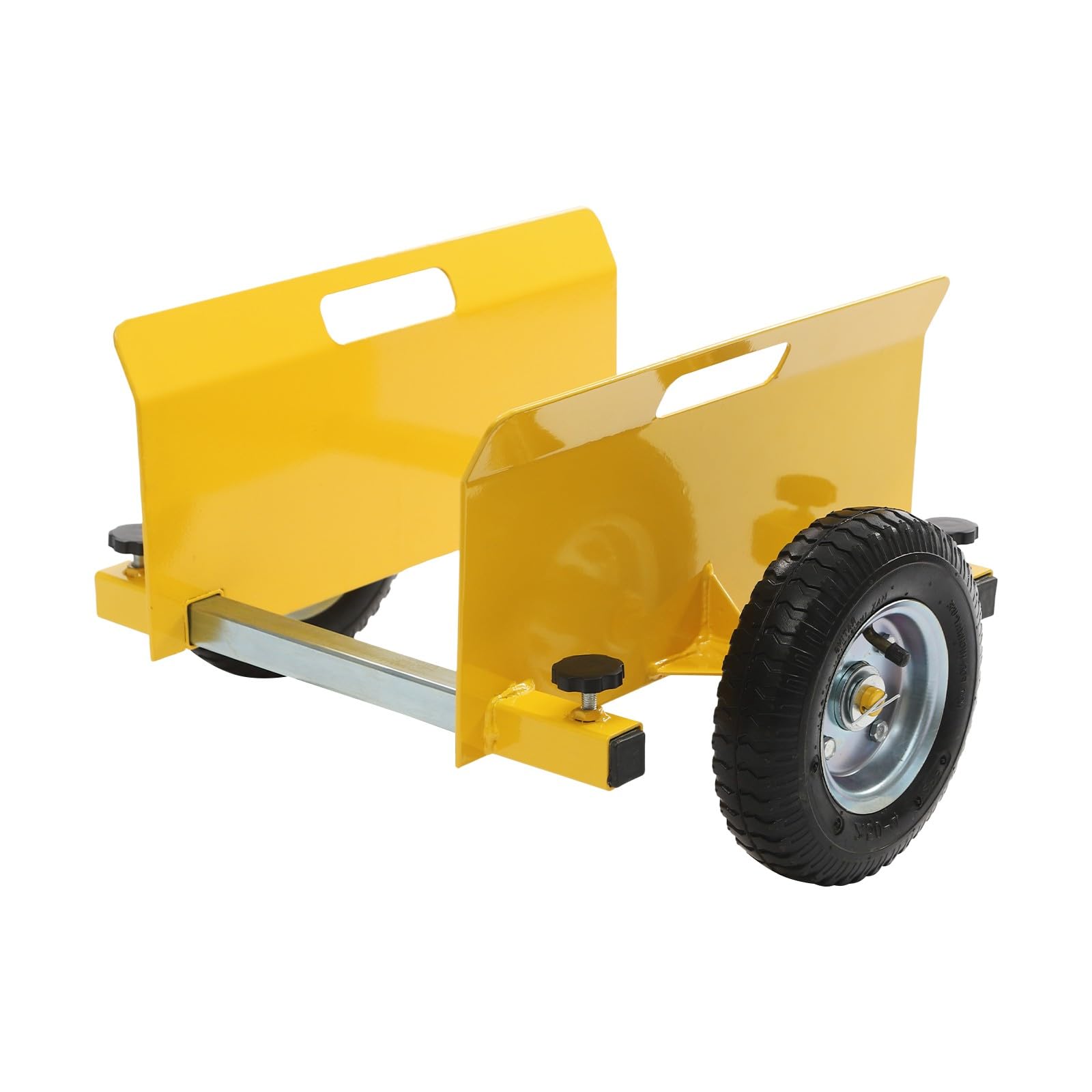 Plattenwagen Transportwagen Bauwagen Lastenwagen Brettwagen Materialwagen Werkstattwagen aus legiertem Stahl mit 20 cm Gummireifen für Baustelle Lagerhalle (Gelb)