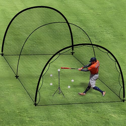 Hazacl Baseball Batting Cage for Backyard, Softball Cage Batting Net Portable with Carrying Bag Detachable Door with Hitting Target for Batting Training Pitching Practice (22 ft)
