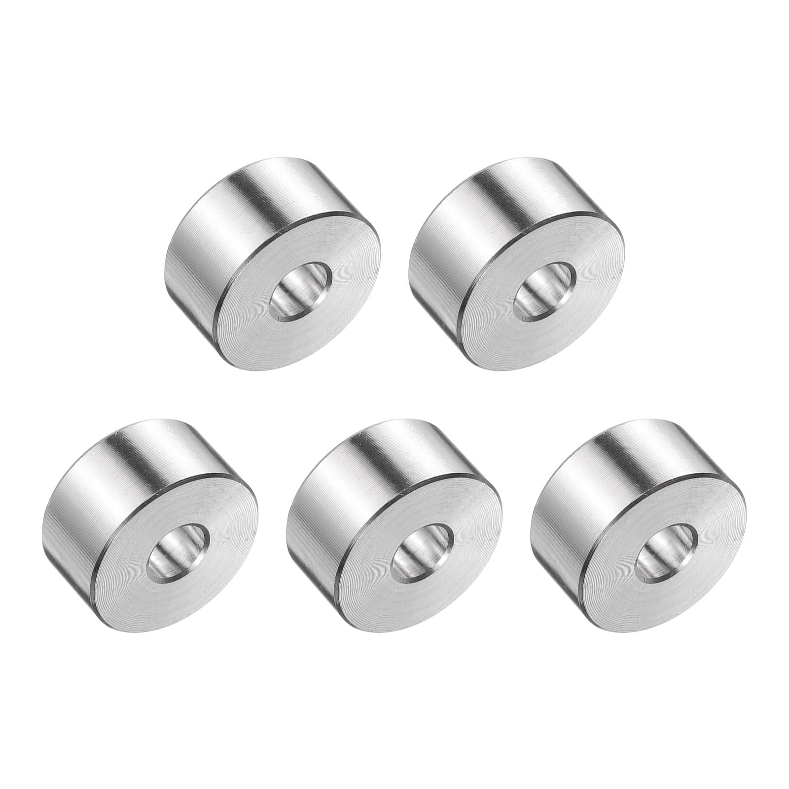 uxcell 5pcs Stainless Steel Spacer 1/4" Bore x 3/4" OD x 3/8" Length Screw Bushing Plain Finish Round Metal Spacer for M6 Screws Bolts and Rods