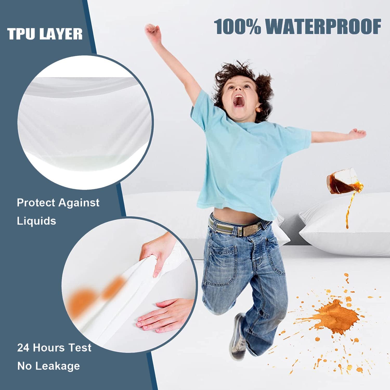 WYFKYMXX Waterproof Duvet Cover Incontinence Treatment Comforter Protector Single Side Waterproof Protective Cover or Liner for Bed or Couch for Pets Dog Cat Kids Elder (Flowers,Full)