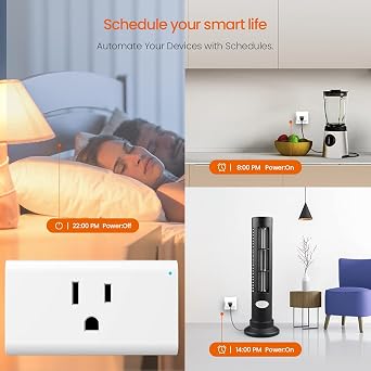 TENDA SP3 (4 Pack) Smart Plug WiFi Outlet Switch, Compatible with Alexa & Google Assistant for Voice Control, Timer & Schedule Function, Compact Design, UL FCC RoHS Certified, No Hub Required