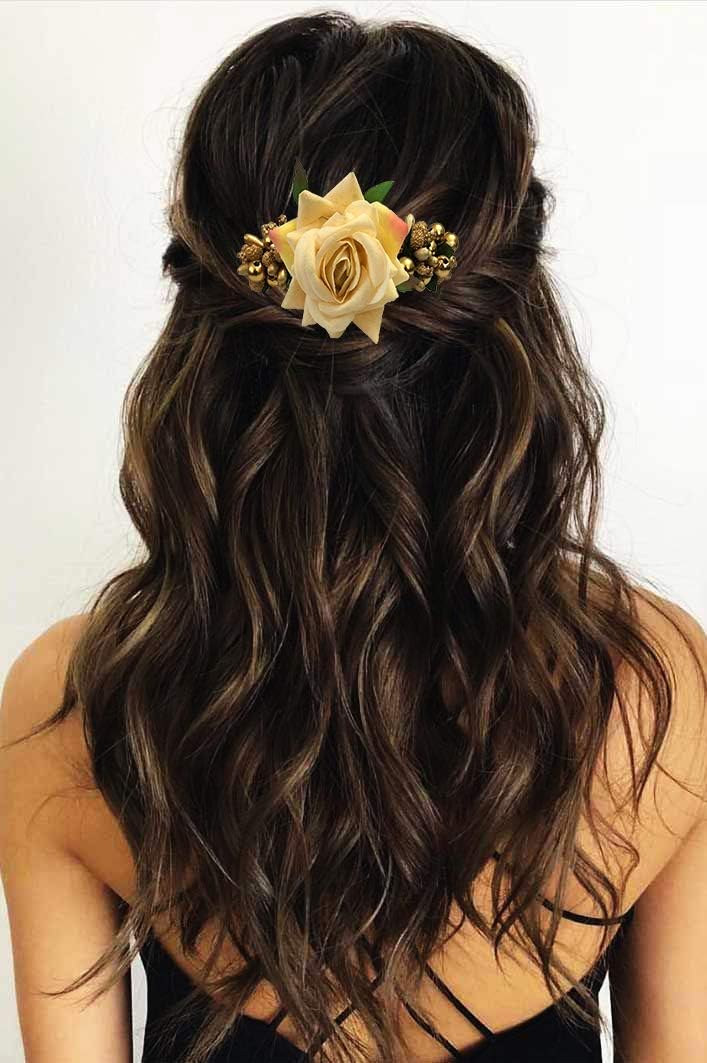 Hair Flare 1 Rose Comb Slide Hair Pin, Hair Accessories for Women || Artificial Flowers Accessories For Women and Girls, 1941, Peach