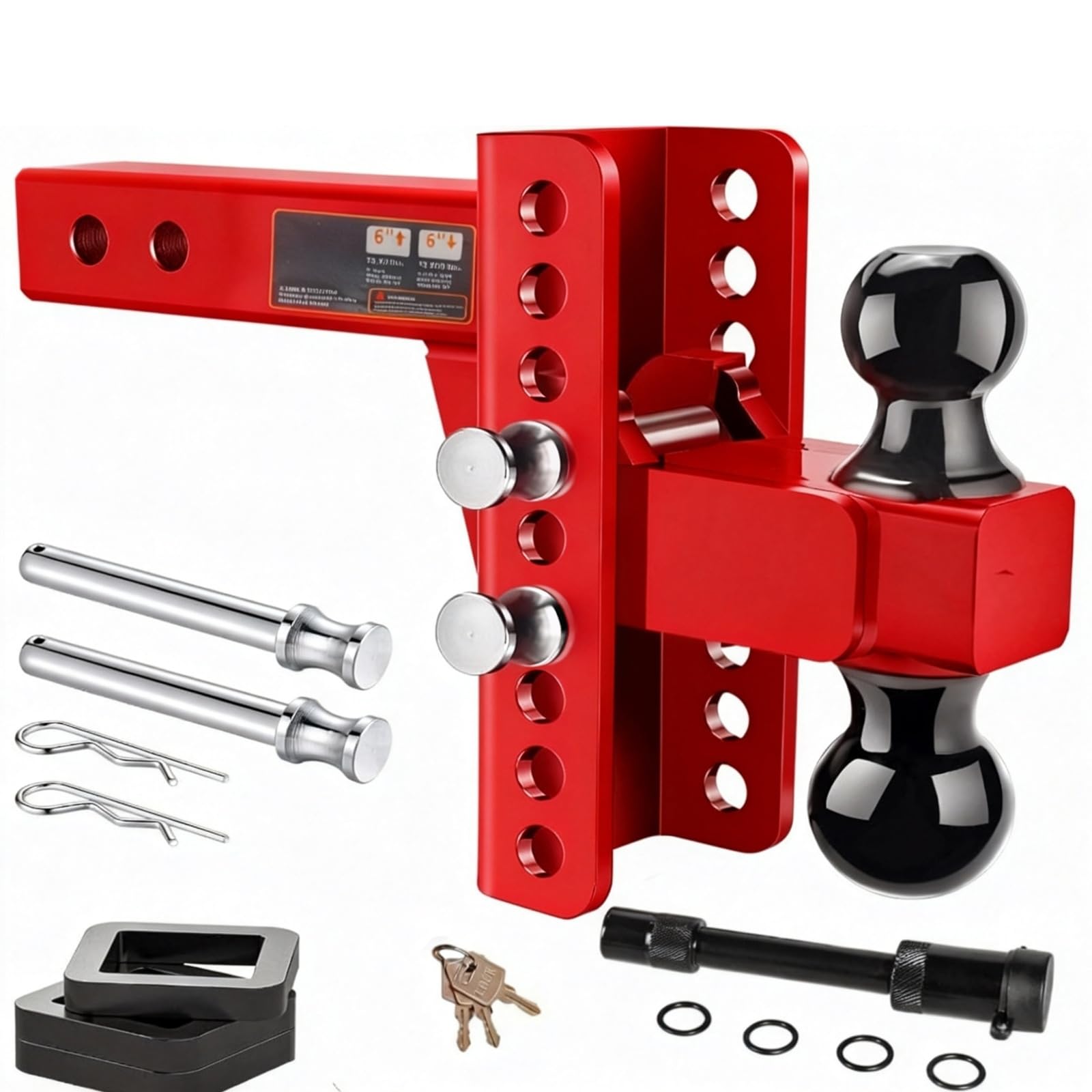 Enganche Remolque Ajustable Resistente Enganche Remolque con Pasadores Seguro Herraje para Transportistas, Rojo, Style to 4