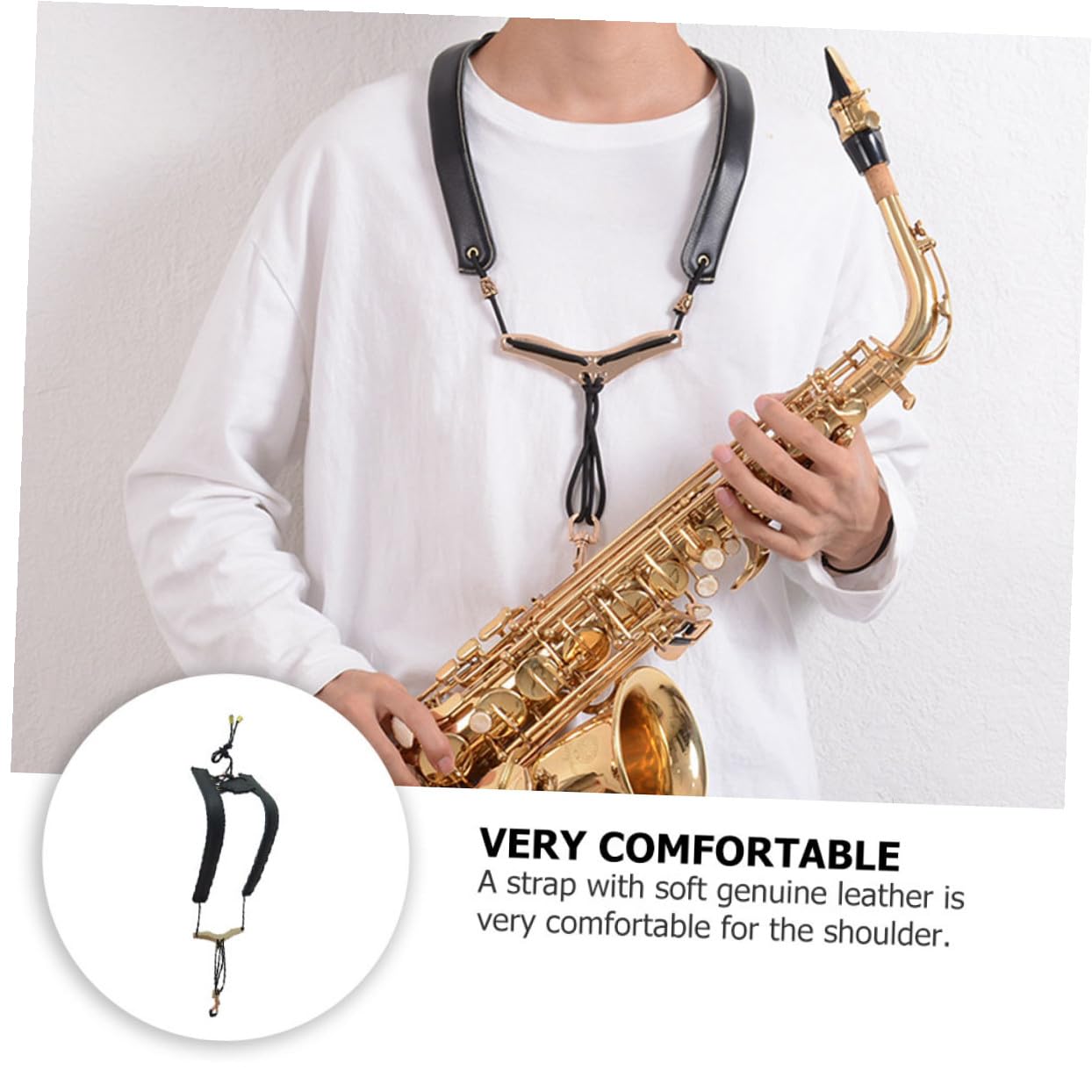 Abaodam Imbracatura Sax Regolabile in Cuoio e Nailon, Doppia Spalla, Distribuisce Peso, Riduce Dolore a Schiena e Collo, Accessori per Sassofono, Tracolla per Borsa Argento Stili multipli