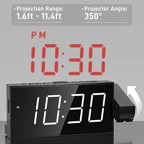 Miniatura 2 de Radio reloj despertador con visualización LED de 1.8 pulgadas, de carga USB, alarma dual, respaldo de batería (Versión actualizada) Mesqool AMFM