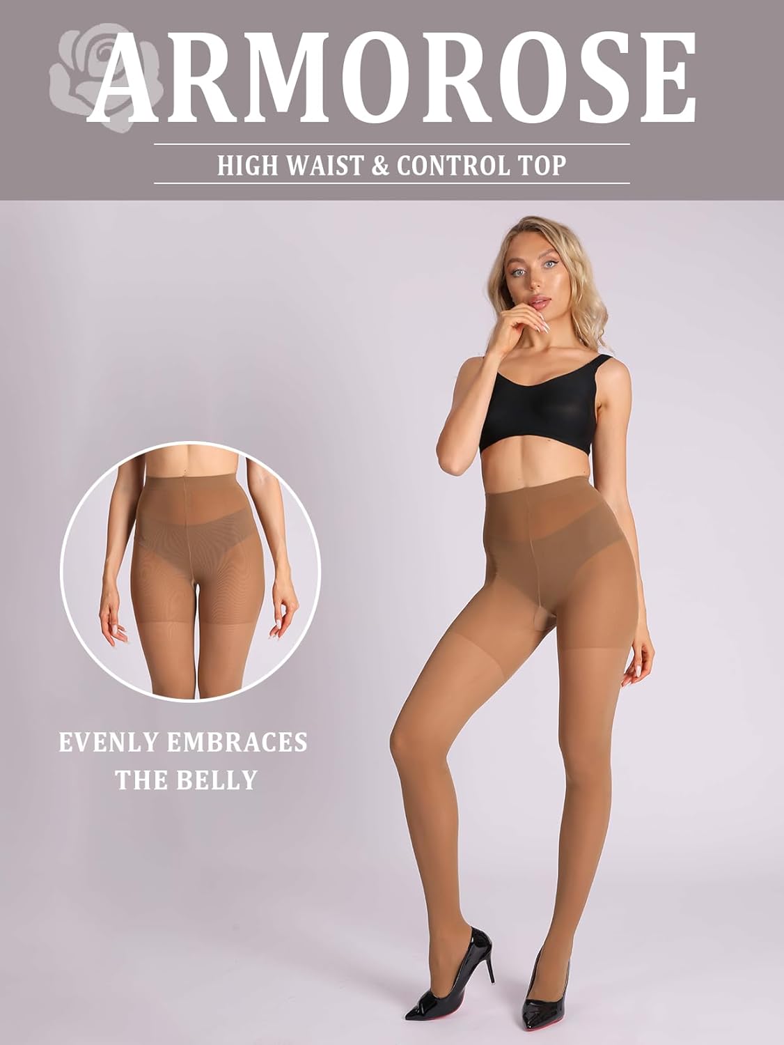 Indestructible Tights for Women, Rip Resistant Durability Tummy Control Top Pantyhose 40D Semi Sheer High Waist - Image 3