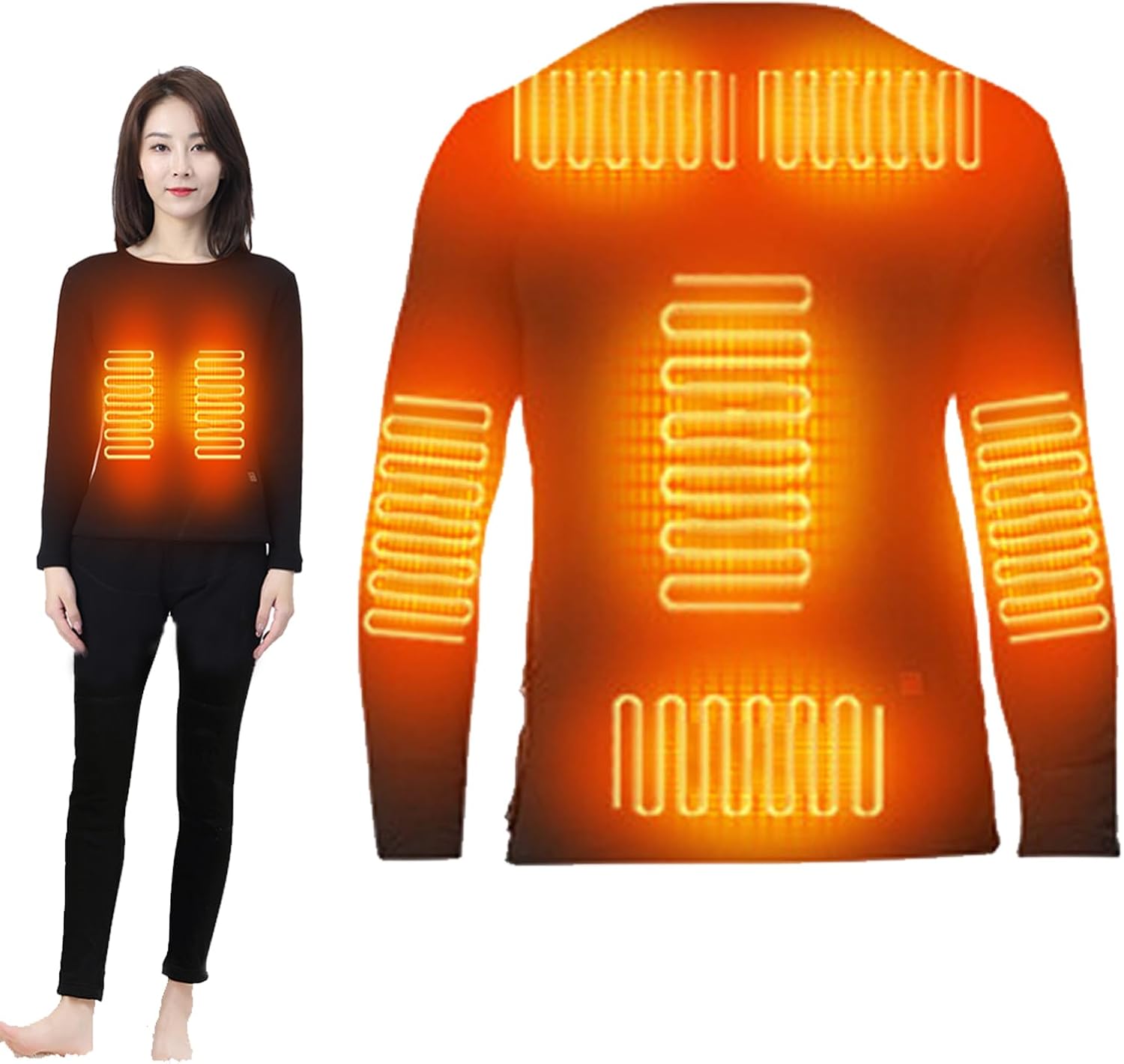 Outdoor Heated Underwear Shirts Electric Heated Thermal Bottoms 8 Heating Zones Underwear for Hunting Skiing Fishing