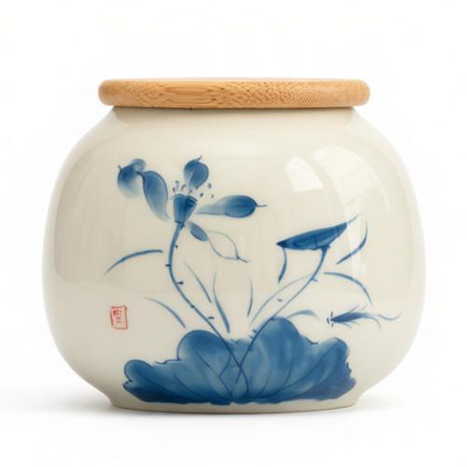 UpGBRF Airtight Ceramic Tea Canister Traditional Chinese Art Jar 250Ml Capacity,E