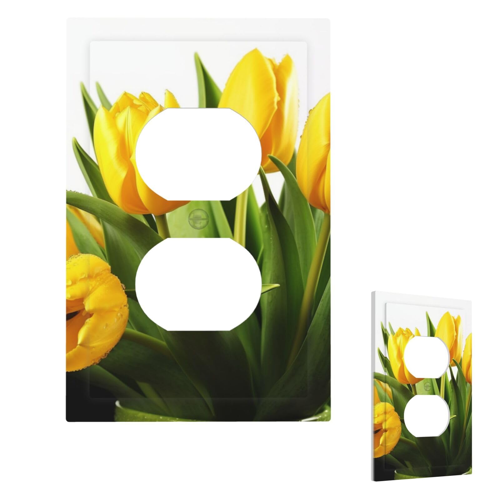 Fekiloot Duplex Flower Wall Plate Cover Modern Decorative 1 Gang Light Switch Cover Unbreakable Receptacle Outlet Covers For Living Room Bedroom Home Decor
