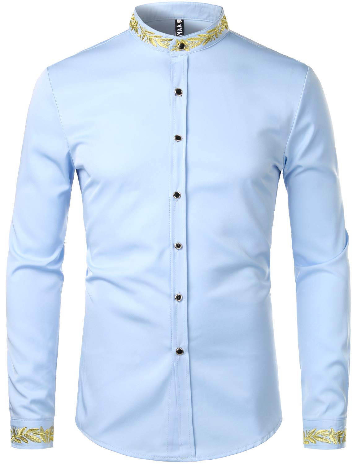 lim Fit Short Sleeve Shirt with Gold Brooch