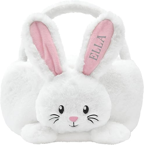 Let's Make Memories Cesta de Pascua personalizada de conejo de felpa extra grande para niños, lista para ser llenada