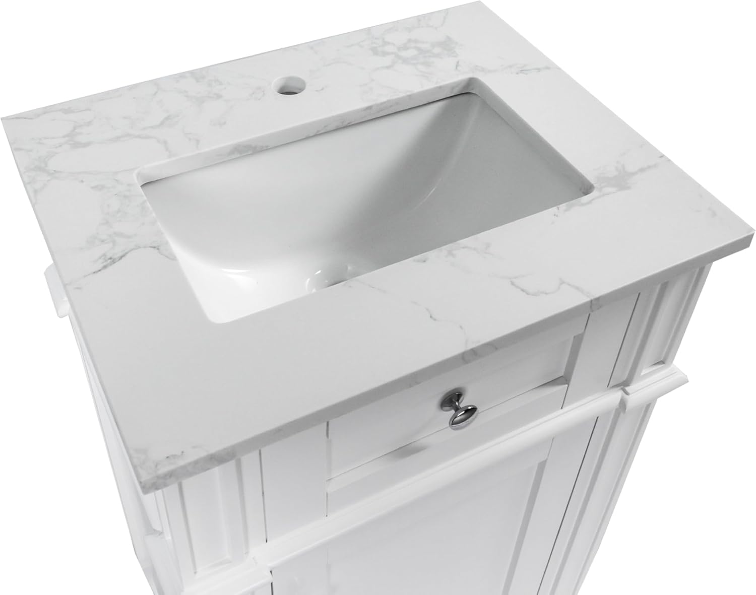 Kitchen Bath Collection Hailey 20-inch Bathroom Vanity (Engineered Marble/White): Includes White Cabinet with Engineered Marble Countertop and White Ceramic Sink