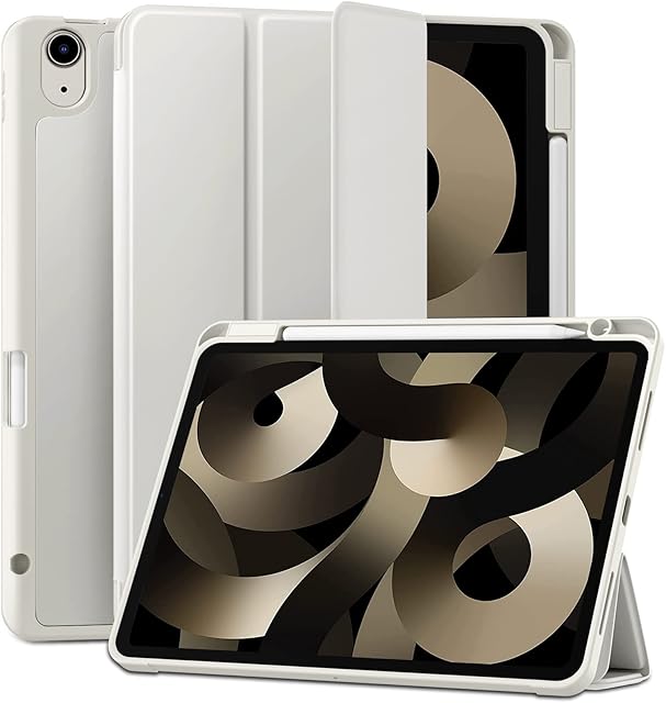 Maledan Etui na iPada Air 5 2022 / iPad Air 4 2020 etui z uchwytem na ołówek, miękki tył z TPU pasuje do iPada Air 10,9 cala 5./4. generacji, [obsługa ołówka 2. ładowania] automatyczny uśpieni/budzenie -
