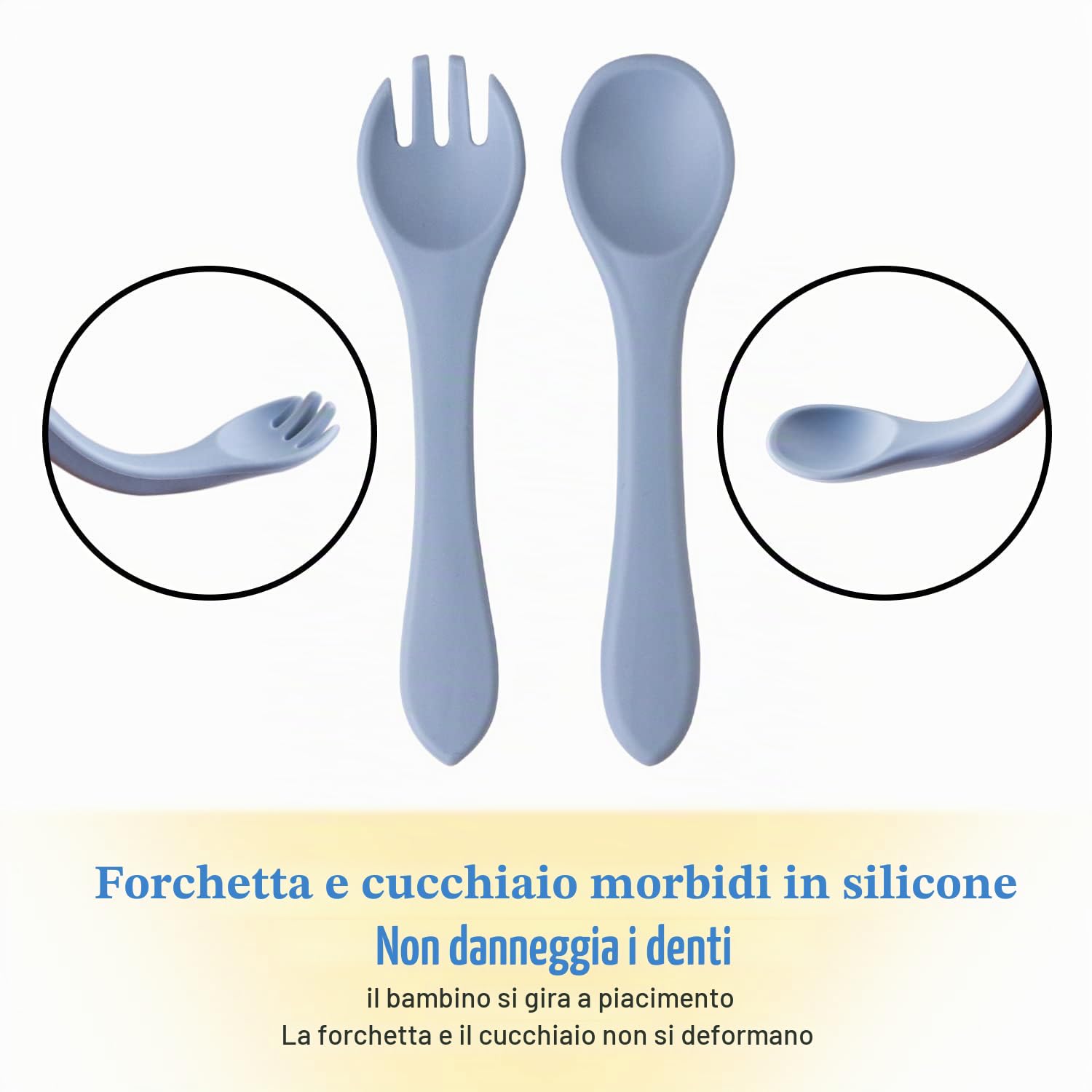 Piatto con Ventosa per Bambini in Silicone,4 Pezzi Piastra Ciotola per Neonati con Cucchiaio e Forchetta,Set Pappa Svezzamento Bambini,100% senza BPA,lavastoviglie e cassaforte a microonde,Blu