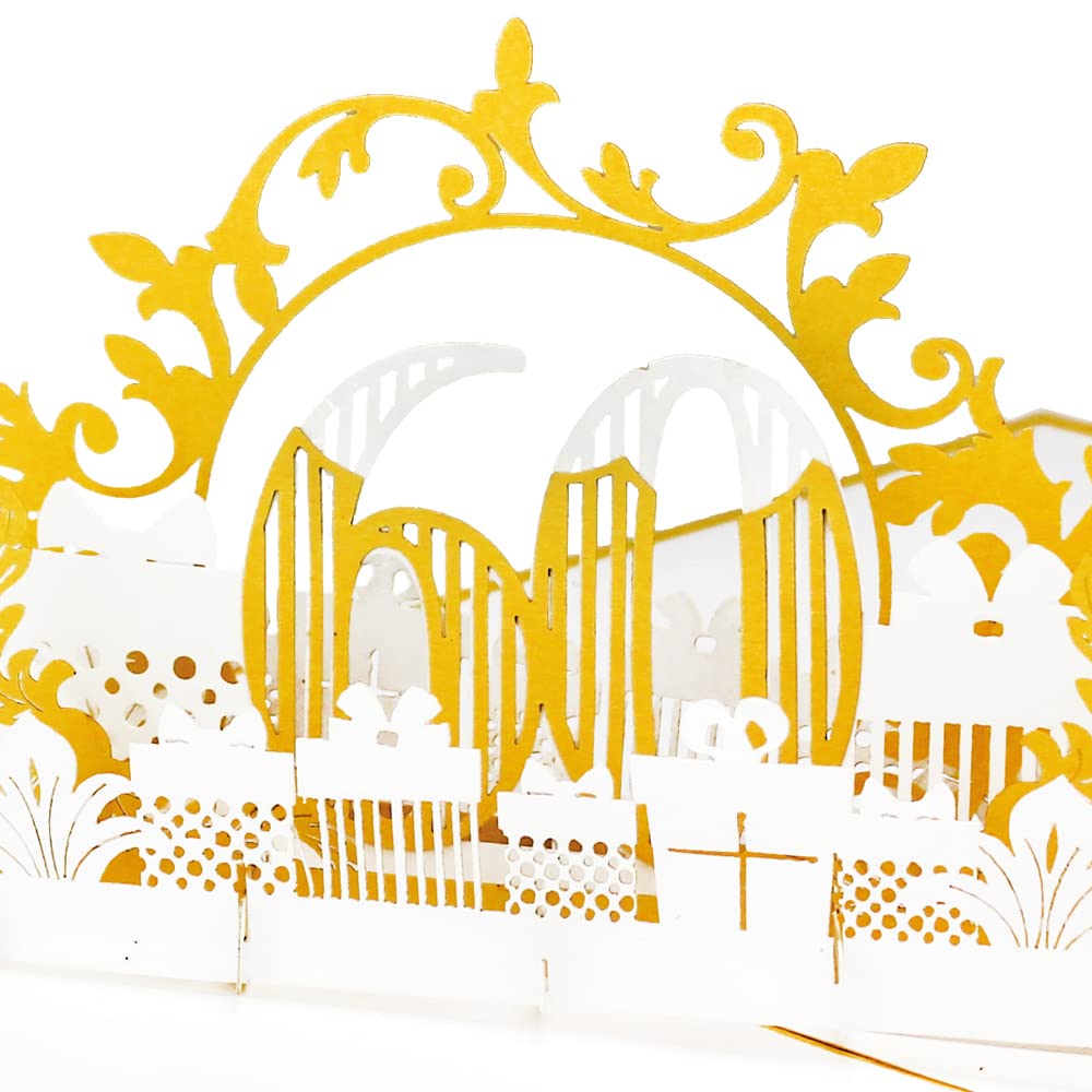 Image secondaire de Carte pop-up 60ème anniversaire en or et blanc - Surprise musicale