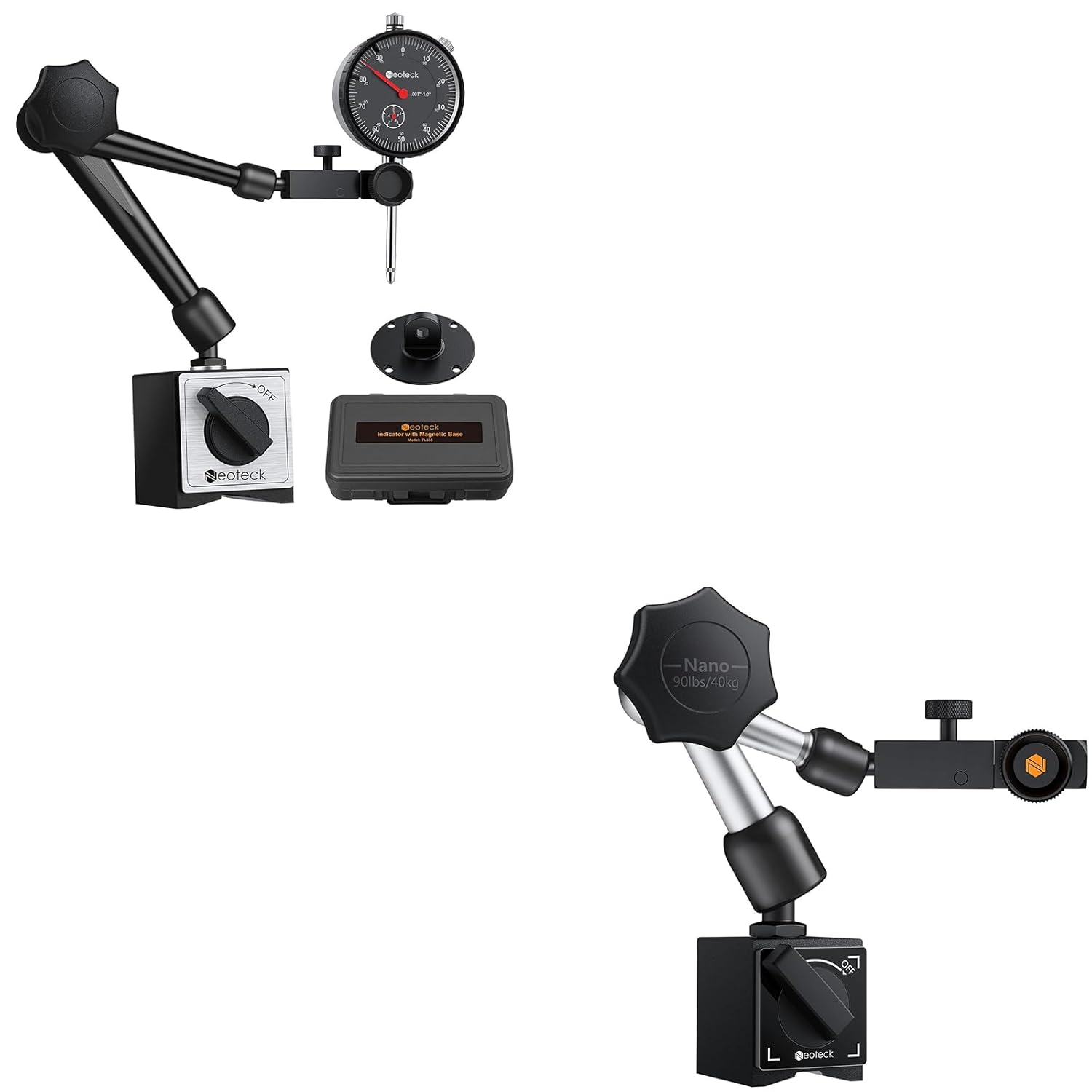 Neoteck 1" Dial Indicator Set + 90lbs/40kg Magnetic Base