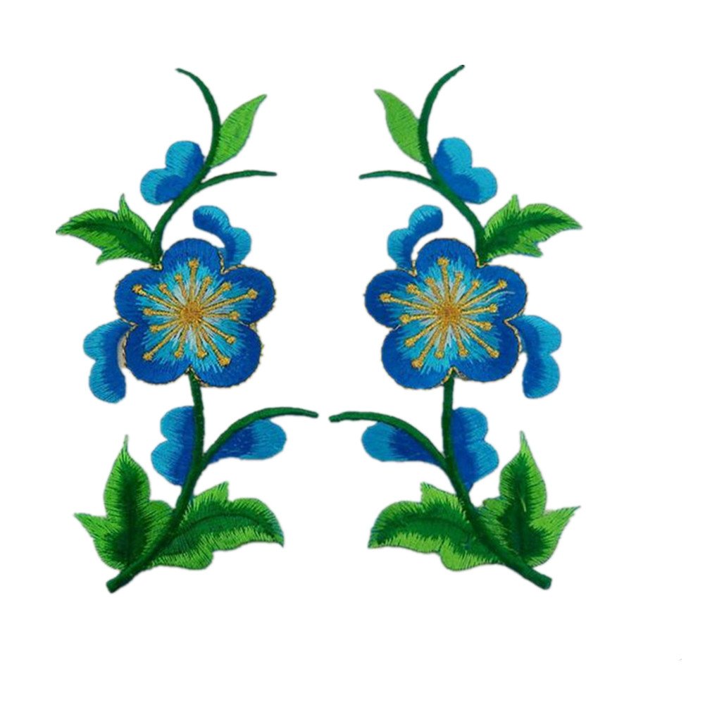 Adornos para Ropa, Parches Bordados de Tela Flores(Plum Blue)