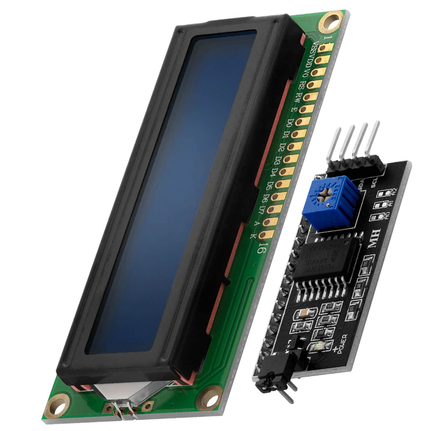 Module LCD 1602 + I2C HD44780 SOUDÉ Affichage ÉCRAN Compatible avec ARDUINO Raspberry Bleu (584)